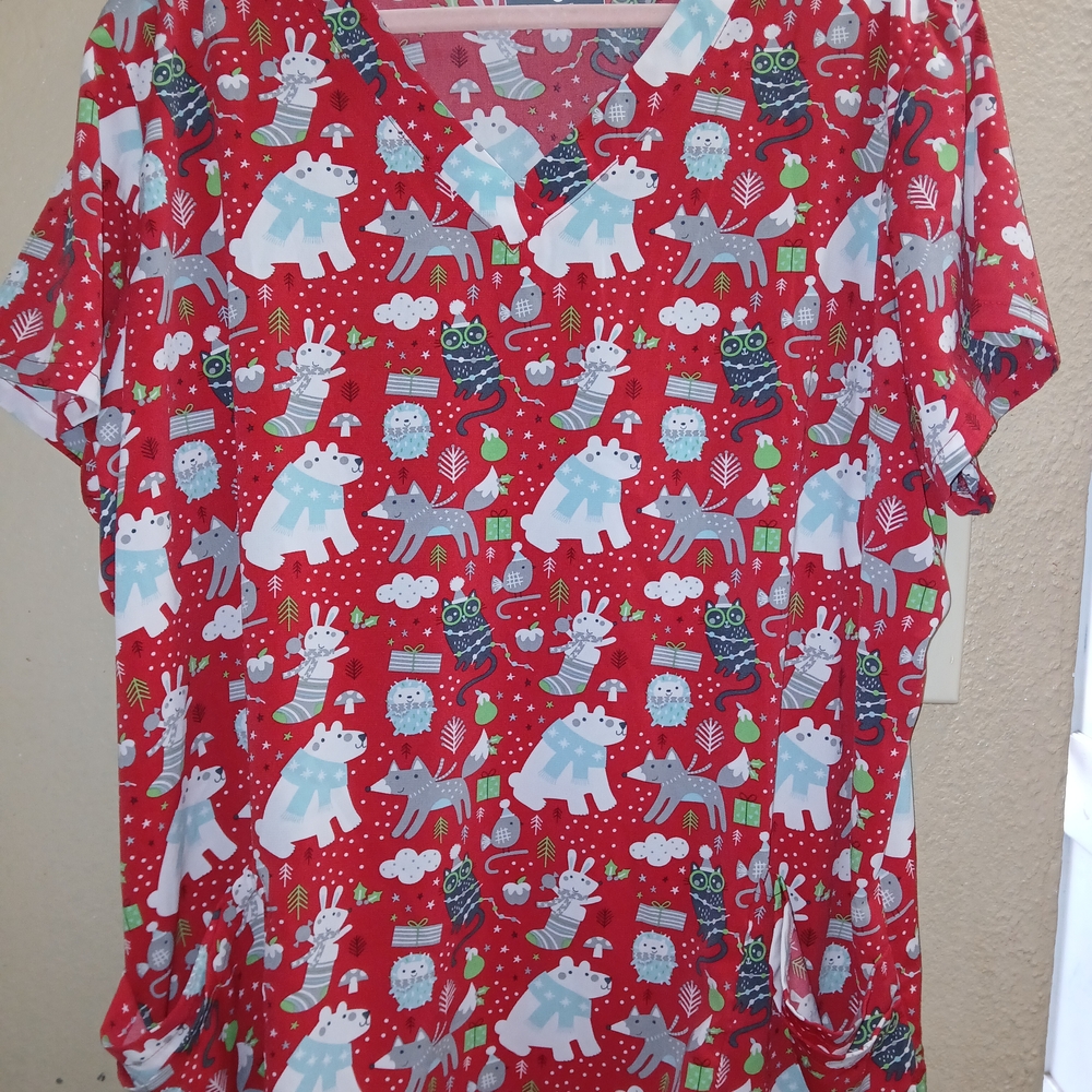 Butter Red Kids Nightgown with Polar Bear and Owl Print